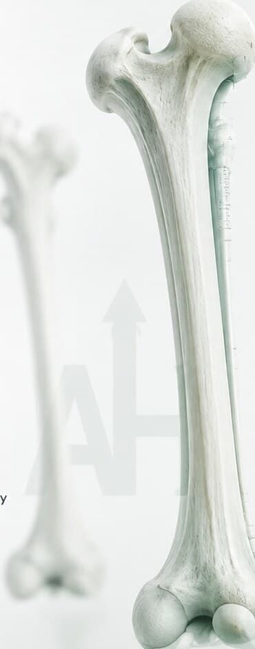 Two femur renders side by side showing the difference limb lengthening makes