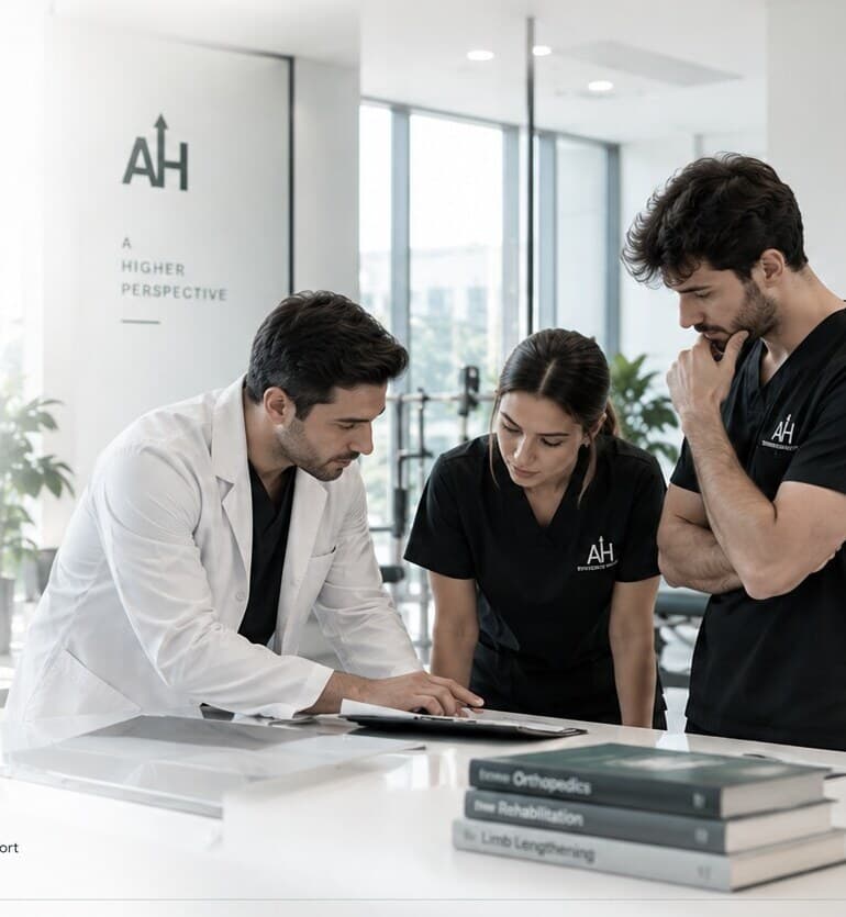 The Aura Height team reviewing a patient plan together in a bright modern clinic